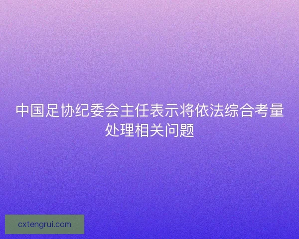中国足协纪委会主任表示将依法综合考量处理相关问题